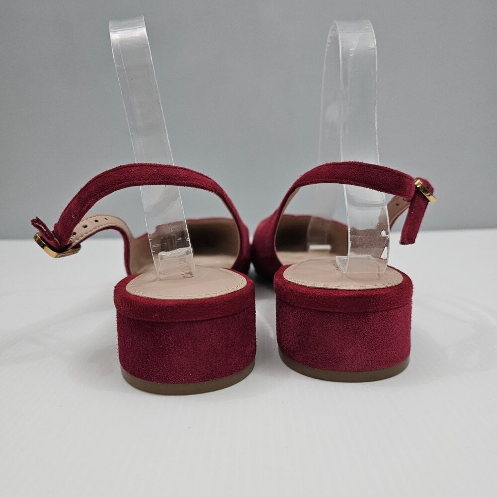 Cole Haan Mazie Slingback Flat Womens 9.5 Rio Red Suede Pointed Toe Low Heel NEW - Picture 10 of 13